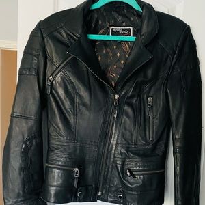Women’s Black Leather Style Biker Jacket 🖤